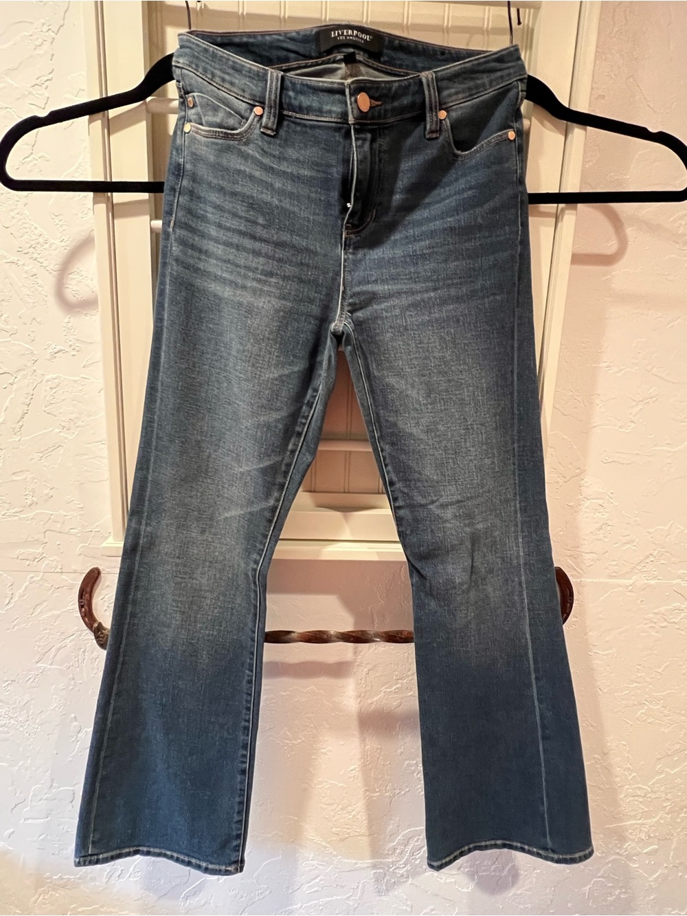 Liverpool Women's Flared Jeans in Medium Blue Denim